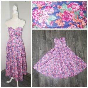 Laura Ashley Vintage 80s Floral Midi Dress